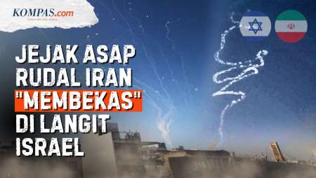 Penampakan Jejak Asap Rudal Iran di Langit Israel