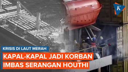 Penampakan Kapal yang Diserang Houthi, Terbakar dan 3 Nyawa Melayang