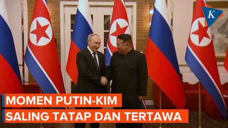 Momen Bercanda Putin dan Kim Jong Un, Saling Tatap Saat Berfoto Lalu Tertawa