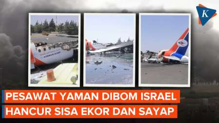 Penampakan Puing-puing Pesawat Yaman Hancur Dibom Israel, Sisa Ekor dan Sayap