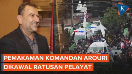 Momen Pelayat Padati Beirut, Kawal Pemakaman Komandan Hamas Arouri