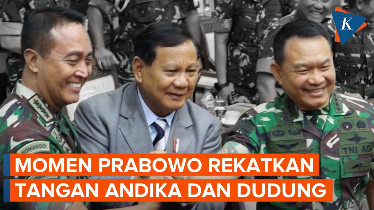Ketika Prabowo Rekatkan Tangan Panglima TNI Andika Perkasa dan KSAD Dudung Abdurachman