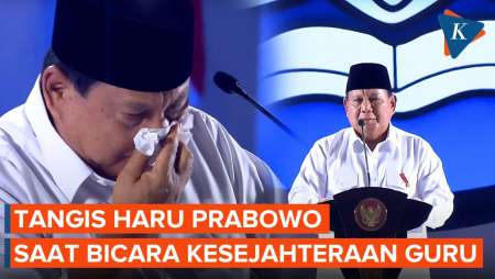 Momen Prabowo Menangis Haru Saat Bicara Kesejahteraan Guru 