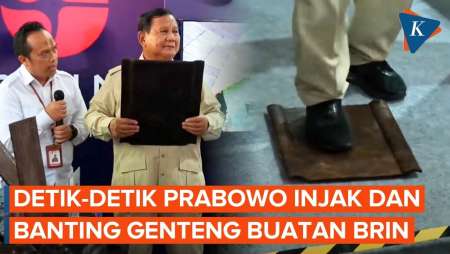 Momen Prabowo Banting Dan Injak Genteng Buatan BRIN