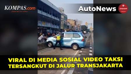 Video Viral Taksi Tersangkut di Jalur Bus Transjakarta