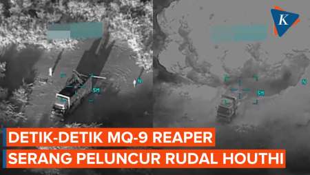 Detik-detik Drone MQ-9 Reaper AS Hancurkan Peluncur Rudal Houthi