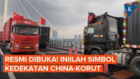 Iring-iringan Truk China-Korea Utara Lewati Jembatan Baru