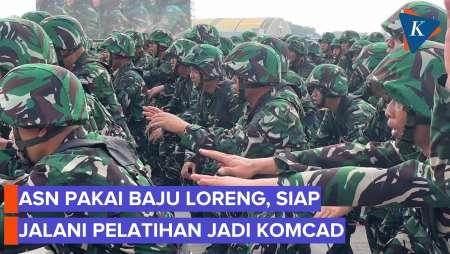 Gaya Ribuan ASN Latihan Militer Komcad, Pakai Seragam Loreng Dan Serukan Yel-yel
