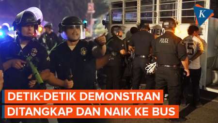 Penampakan Garda Nasional AS Tangkap Demonstran di LA, Paksa Masuk Bus Tahanan