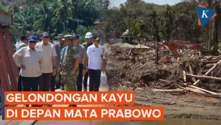 Prabowo Lihat Masjid Di Antara Gelondongan Kayu, Injak Langsung Jembatan Bailey Di Tapsel