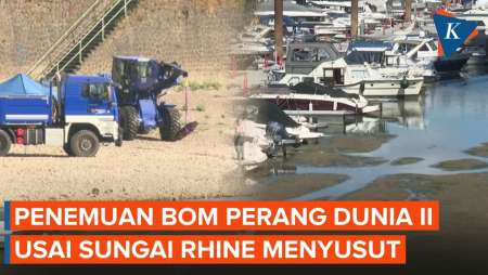 Penampakan Bom 5 Ton Ditemukan Di Sungai Rhine Jerman Yang Menyusut