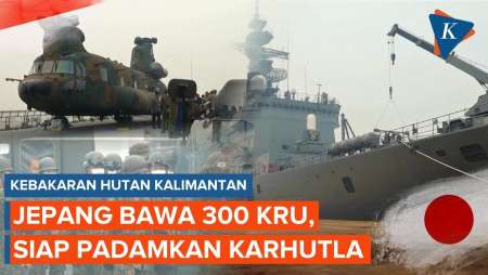 Tembus Kabut! Kapal Perang Jepang Siap Padamkan Kebakaran Hutan Kalimantan