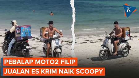 Viral! Pebalap Moto2 Filip Salac Jualan Es Krim Naik Scoopy