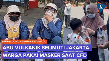 Abu Vulkanik Gunung Anak Krakatau Capai Jakarta, Warga Pakai Masker Saat CFD