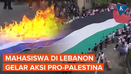 Mahasiswa di Lebanon Gelar Demo Pro-Palestina, Ada Aksi Bakar Bendera…