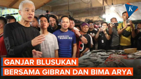 Ditemani Gibran, Ganjar Blusukan ke Pasar Citeureup Bogor