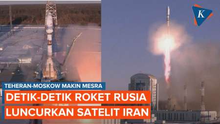 Detik-detik Roket Rusia Luncurkan Dua Satelit Iran ke Orbit