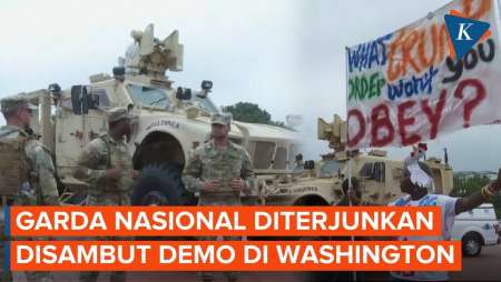 Garda Nasional Bertemu Pengunjuk Rasa di Union Station DC