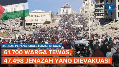 Korban Tewas Perang Gaza Capai 61.700 Orang, Hanya 47.400 Jenazah yang Bisa Dievakuasi