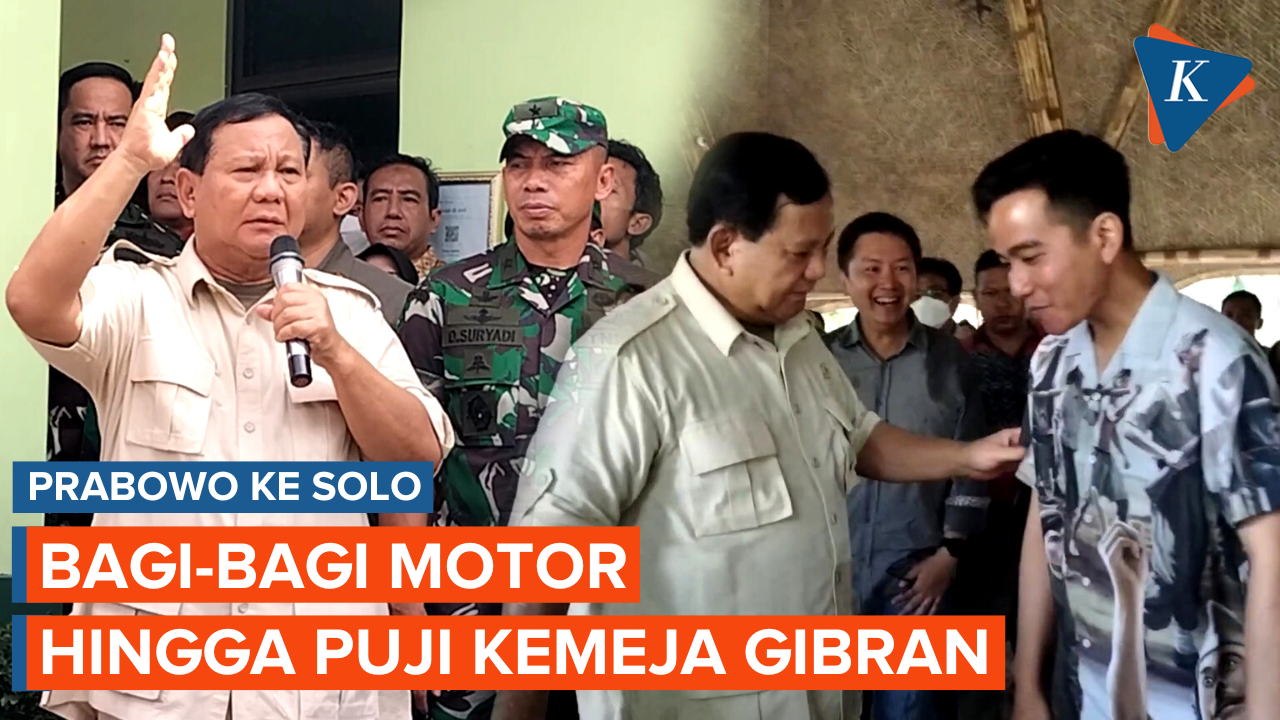 Kunjungan ke Solo, Prabowo Bagikan Motor Baru untuk Babinsa Ditemani Gibran