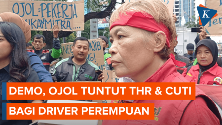 Demo di Kemenaker, Massa Ojol Tuntut Uang THR dan Cuti bagi Driver Perempuan