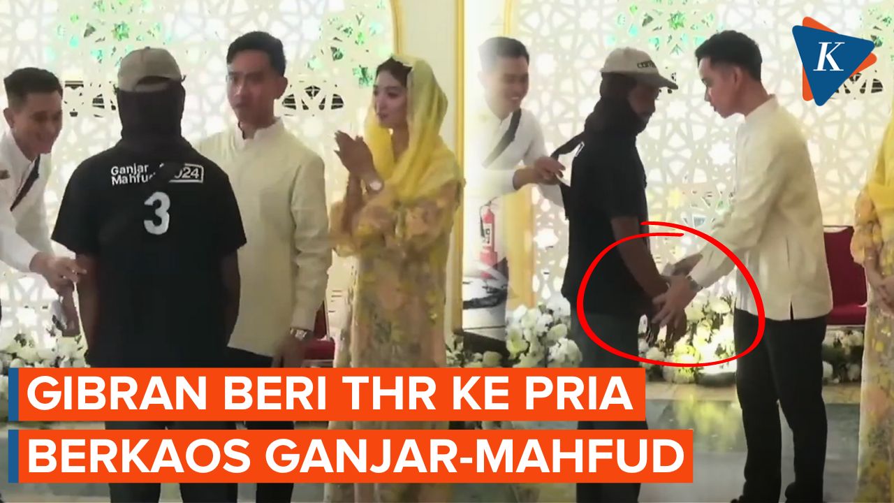 Momen Pria Berkaos Ganjar-Mahfud ke "Open House" Gibran, Ditarik dan Diberi THR