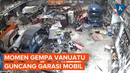 Momen Dramatis Gempa Vanuatu Porak-porandakan Garasi Mobil