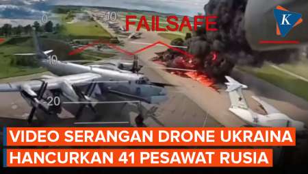 Ukraina Rilis Video Detik-detik Drone Ukraina Hancurkan 41 Pesawat Rusia