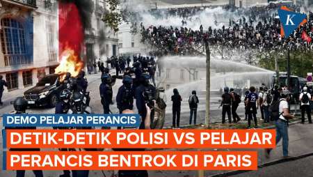 Demo Pelajar Perancis Ricuh Lagi: Mobil Terbakar, Polisi Tembak Meriam Air Dan Gas Air Mata