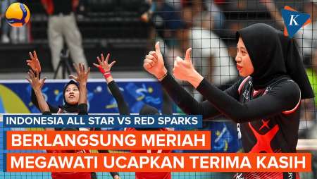 Penampilan Megawati di Pertandingan Red Sparks Vs Indonesia All Star, 