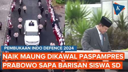 [FULL] Momen Prabowo Sapa Siswa SD dari Atas Maung Saat Hadiri Indo Defence 2024
