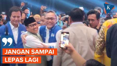 Momen Prabowo Peluk Erat Cak Imin di HUT ke-25 PAN,…