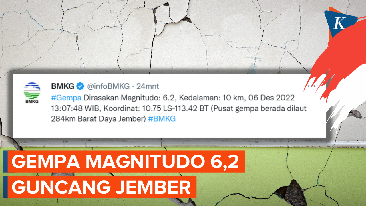 Gempa Bumi Magnitudo 6,2 Guncang Jember Jawa Timur
