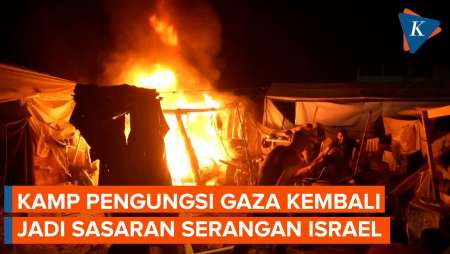 Kamp Pengungsi di Halaman RS Gaza Diserang, Api Berkobar, 4 Orang Tewas