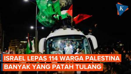 Israel Lepas 114 Tahanan Palestina, Banyak yang Patah Tulang dan Luka-luka