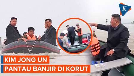 Momen Kim Jong Un Pantau Banjir Korut Naik Perahu Karet