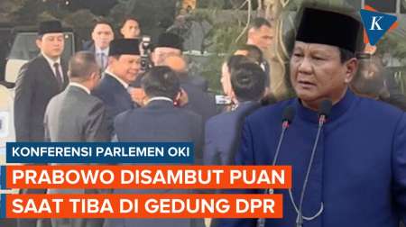 Prabowo Disambut Puan Saat Hadiri Konferensi Parlemen OKI di DPR