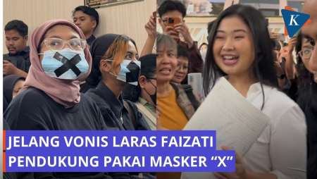 Pendukung Laras Faizati Pakai Masker Bersimbol “X” Jelang Sidang Vonis