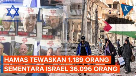 Perang di Gaza, Hamas Tewaskan 1.189 Orang dan Israel 36.096 Warga Palestina