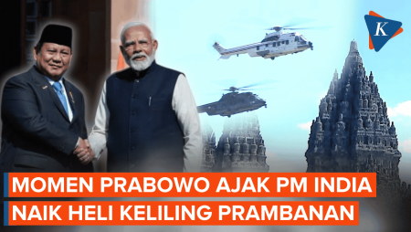 [FULL] Momen Prabowo-Modi Keliling Candi Prambanan Naik Heli Kepresidenan