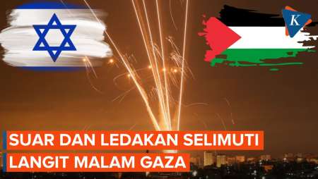 Berbagai Kilatan Cahaya dari Suar, Terangi Langit Malam di Perbatasan Gaza