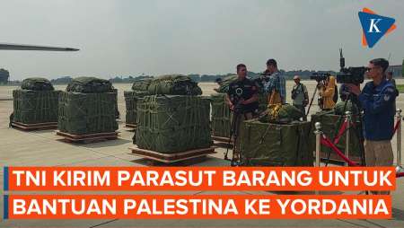 TNI Kirim Payung Udara Barang ke Yordania untuk Distribusi Bantuan…