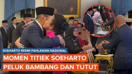 Momen Titiek Peluk Bambang-Tutut Setelah Soeharto Diberi Gelar Pahlawan Nasional