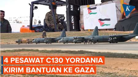 Kirim Bantuan ke Gaza via Udara, Yordania Kerahkan 4 Pesawat C130 dan 4 Penerjun