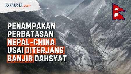 Penampakan Udara Sisa Banjir Di Nepal-China Imbas Runtuhnya Gletser