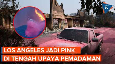 Los Angeles Berselimut Merah Muda di Tengah Pemadaman Kebakaran