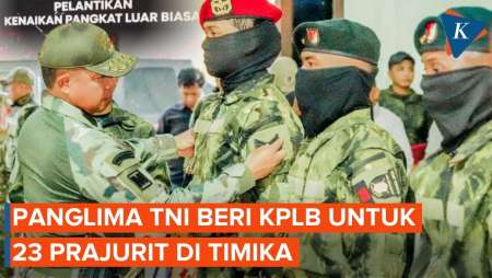 Panglima TNI Beri Kenaikan Pangkat Luar Biasa Kepada 23 Prajurit Di Timika Papua