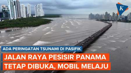 Video Udara Tunjukkan Jalan Pesisir Pantai Panama Tetap Dibuka Saat Ada Peringatan Tsunami