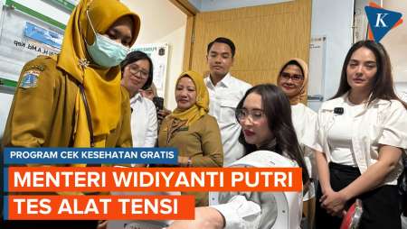 Momen Menteri Widiyanti Putri Uji Coba Alat Cek Kesehatan Gratis