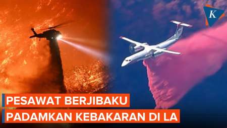 Pesawat dan Helikopter Berjibaku Padamkan Kebakaran di Los Angeles